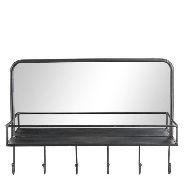 Hildia spejl med hylde og knager i sort fra Lene Bjerre - 60x42 cm
