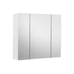 VASAGLE Badeværelsesskab med spejl, opbevaringsskab med 3 døre, 60 x 15 x 55 cm, med justerbar hylde, moderne, hvid BBK22WT